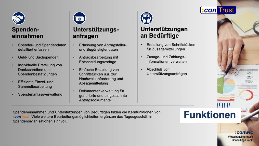 :conTrust die Stifftungssoftware von :conwic von :conwic - Funktionen