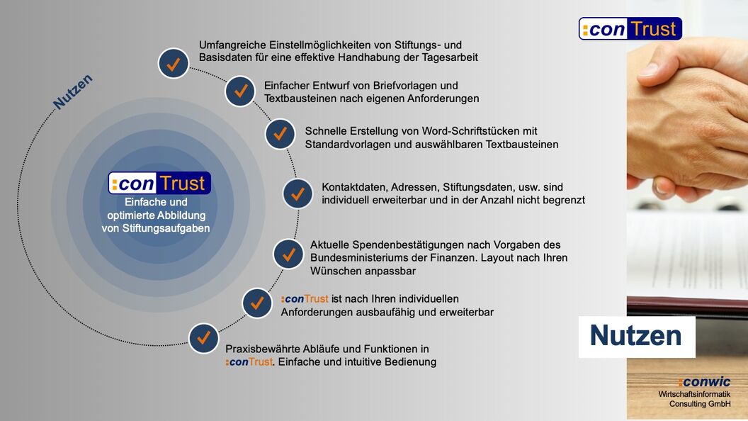 :conTrust die Stifftungssoftware von :conwic von :conwic - Nutzen